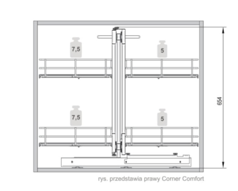 Kosz narożny Corner MAXIMA Classic Comfort REJS 1000 mm LEWY grafit - obrazek 3