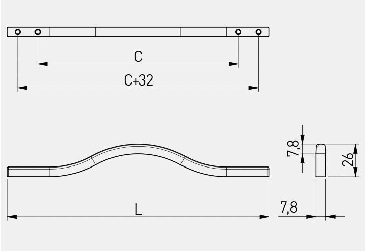 Uchwyt meblowy VITO L-288 mm CHROM - obrazek 3