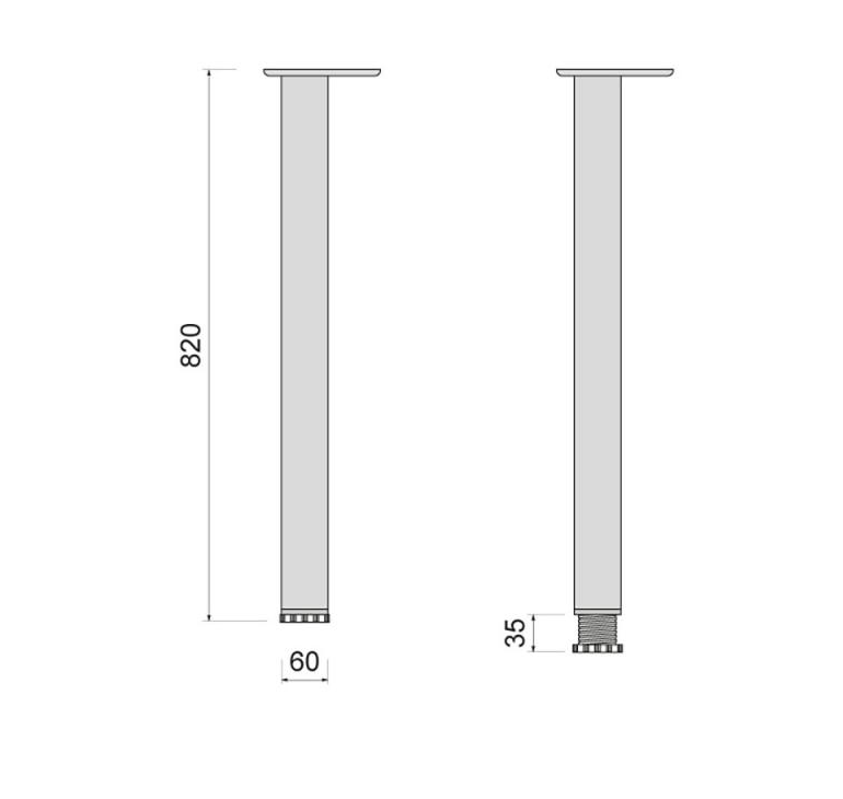 Noga meblowa kwadratowa 60x60x820 mm BIAŁA (4 sztuki) - obrazek 2