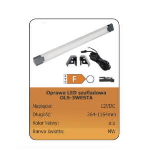 Oprawa LED do szuflad i szaf 1164mm ALUMINIUM/BIAŁE NEUTRALNE
