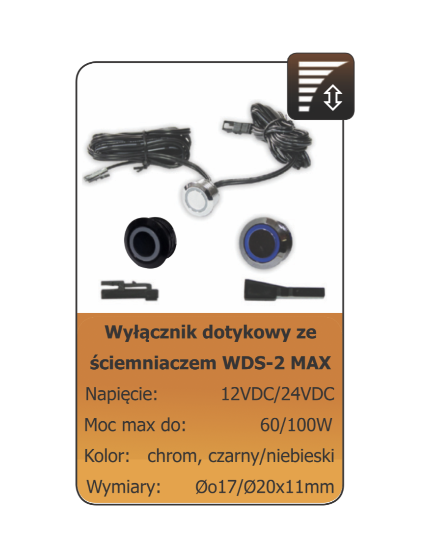 Wyłącznik dotykowy ze ściemniaczem WDS-2-MAX CZARNY - obrazek 3