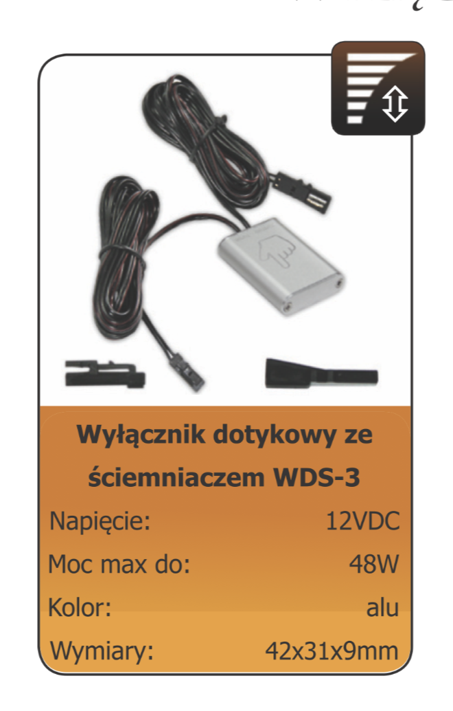 Wyłącznik dotykowy ze ściemniaczem do szaf WDS-3 - obrazek 3