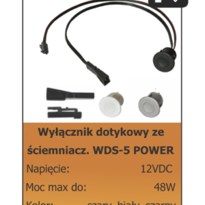 Wyłącznik dotykowy ze ściemniaczem mały WDS-5 CZARNY
