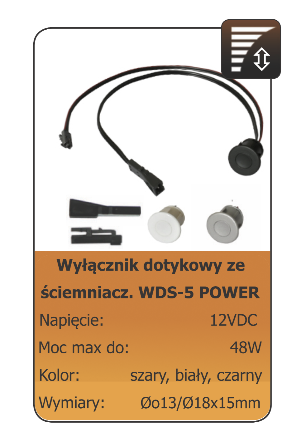 Wyłącznik dotykowy ze ściemniaczem mały WDS-5 CZARNY