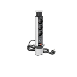 Port zasilający gniazdo wysuwane z blatu SLIM 3x230V +2xUSB BIAŁE
