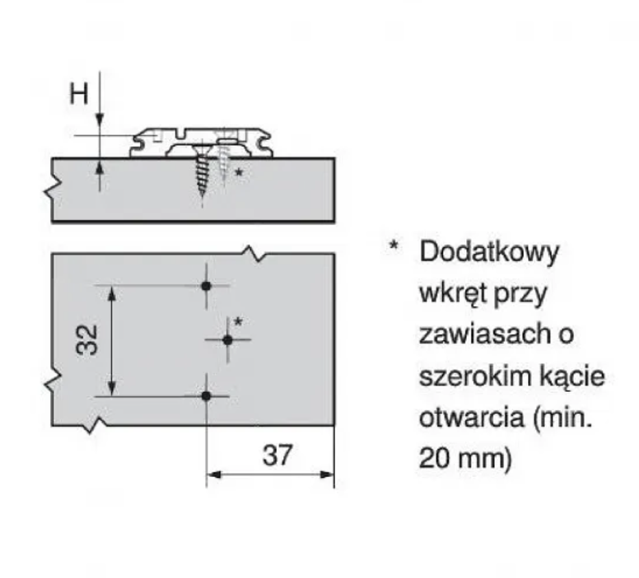BLUM prowadnik krzyżakowy do zawiasu CLIP 0,0 z euro 173L8100 - obrazek 3