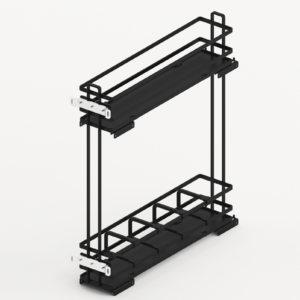 Kosz wysuwany cargo podblatowe mini HETTICH LARIO 200 mm 2 półki ANTRACYT L/P 9381025