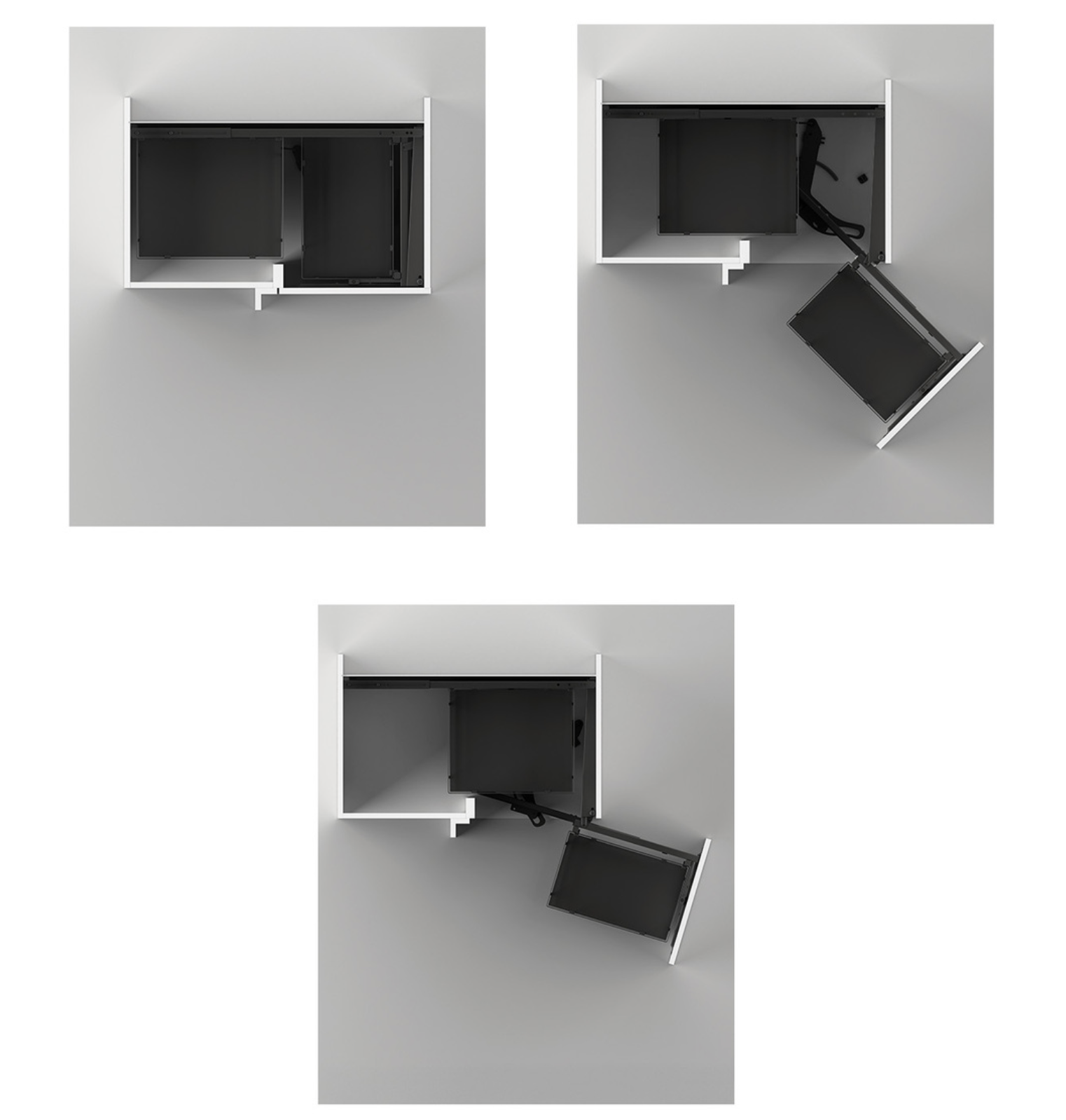 Kosz narożny corner wysuwany 900 mm ANTRACYT/PŁASKI RELING prawy HETTICH GORO 9381120/9381124 - obrazek 3