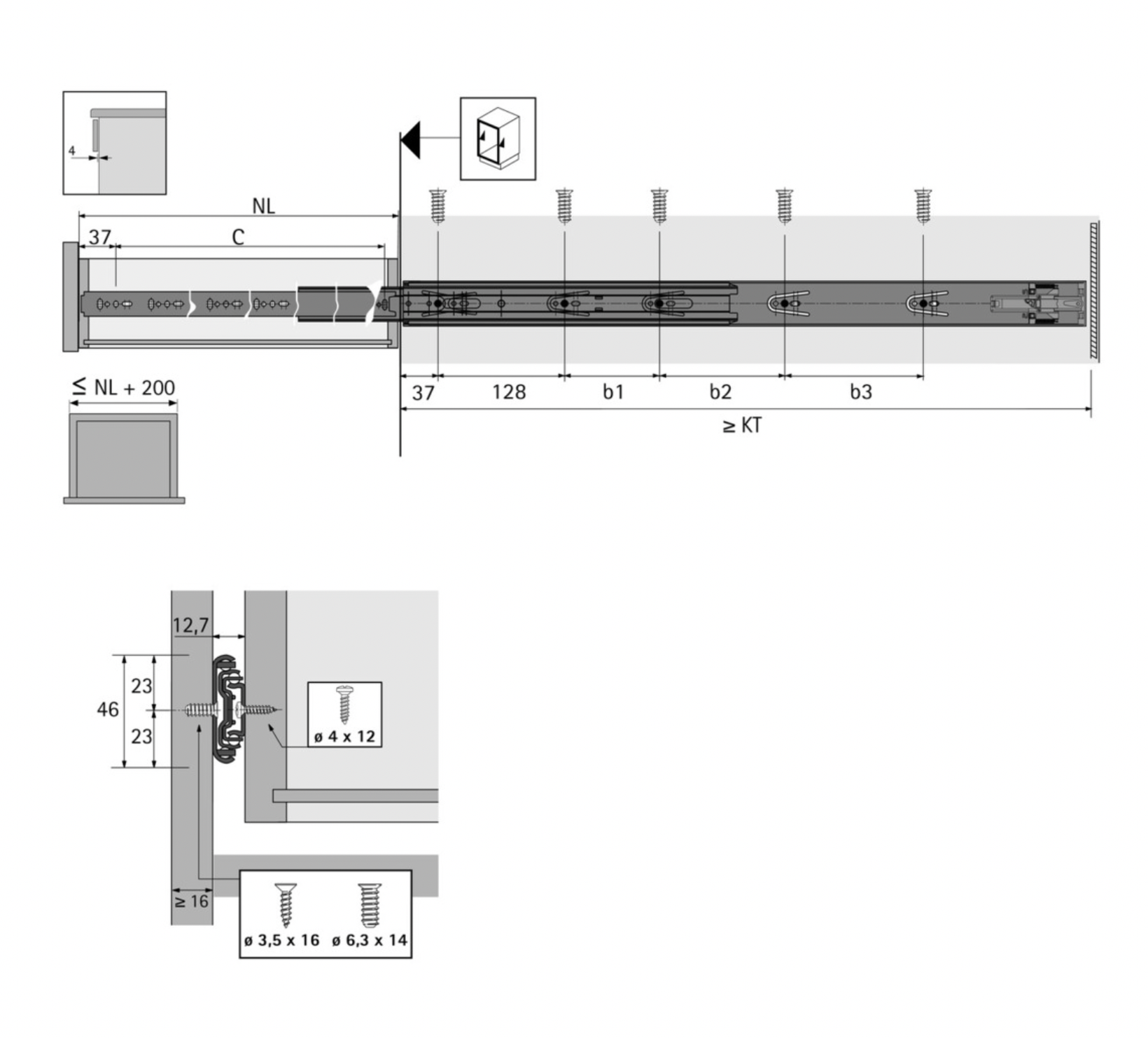 Prowadnica kulkowa łożyskowa PUSH TO OPEN L-400 mm 35kg 9114283 HETTICH - obrazek 2