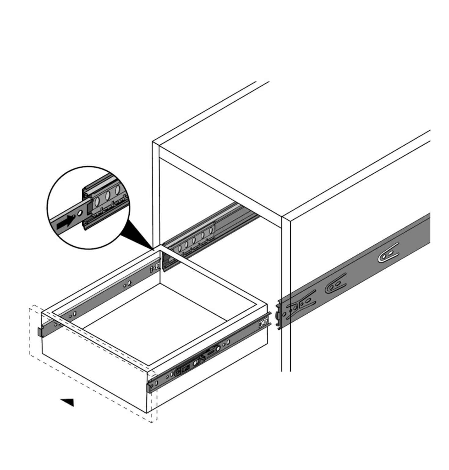 Prowadnica kulkowa łożyskowa PUSH TO OPEN L-400 mm 35kg 9114283 HETTICH - obrazek 3